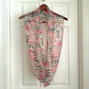 Self Esteem Infinity Scarf White Pink Black Thin Lightweight Fabric XO OMG BFF